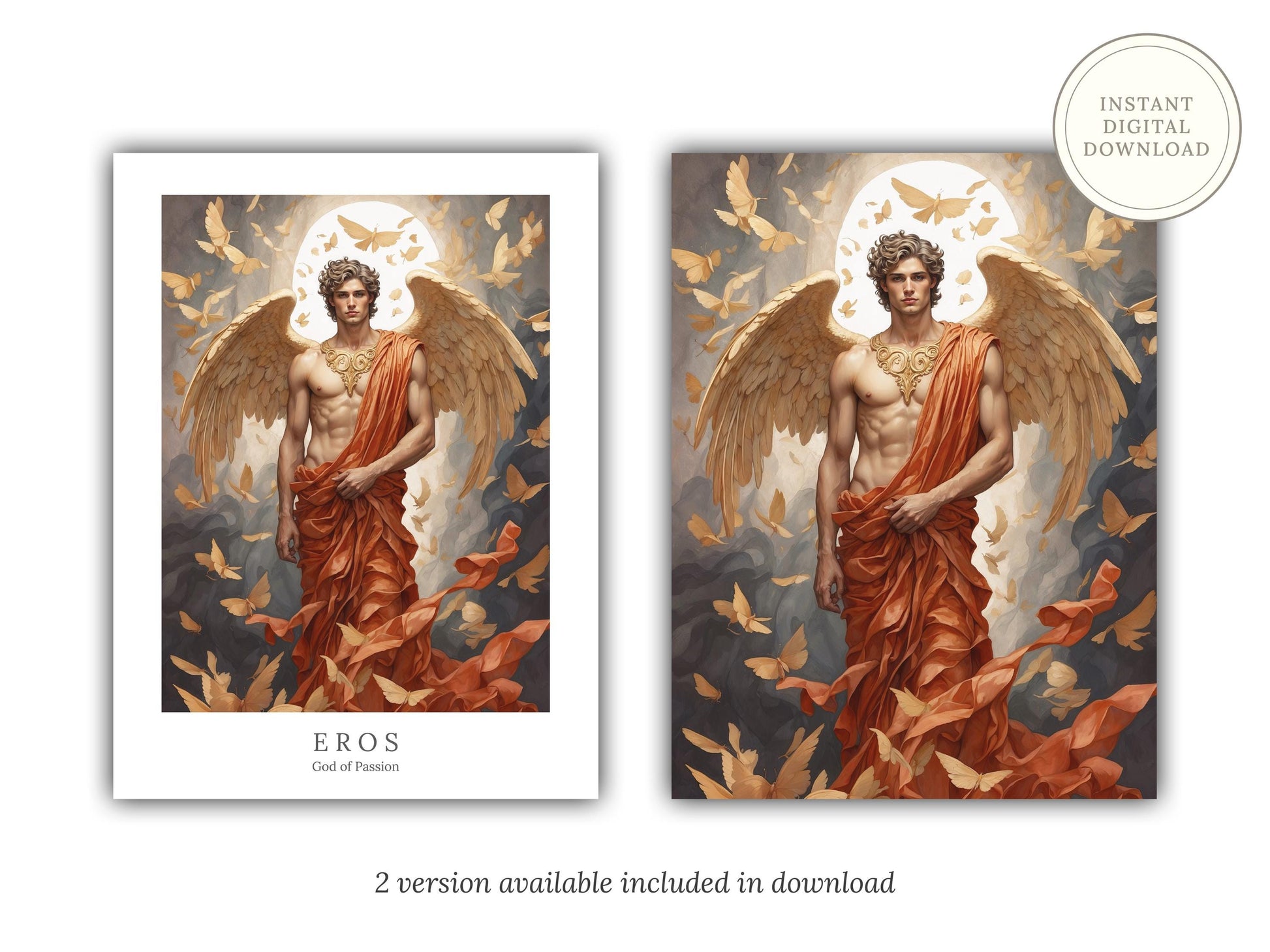 Eros Digital Art - God of Passion, Lust, Fertility, Love, Greek God Art, Greek Mythology, Cupid Painting, Olympian God, Altar Decor