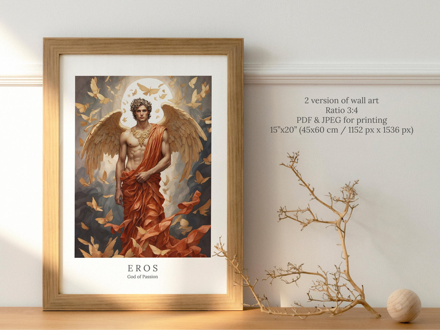 Eros Digital Art - God of Passion, Lust, Fertility, Love, Greek God Art, Greek Mythology, Cupid Painting, Olympian God, Altar Decor