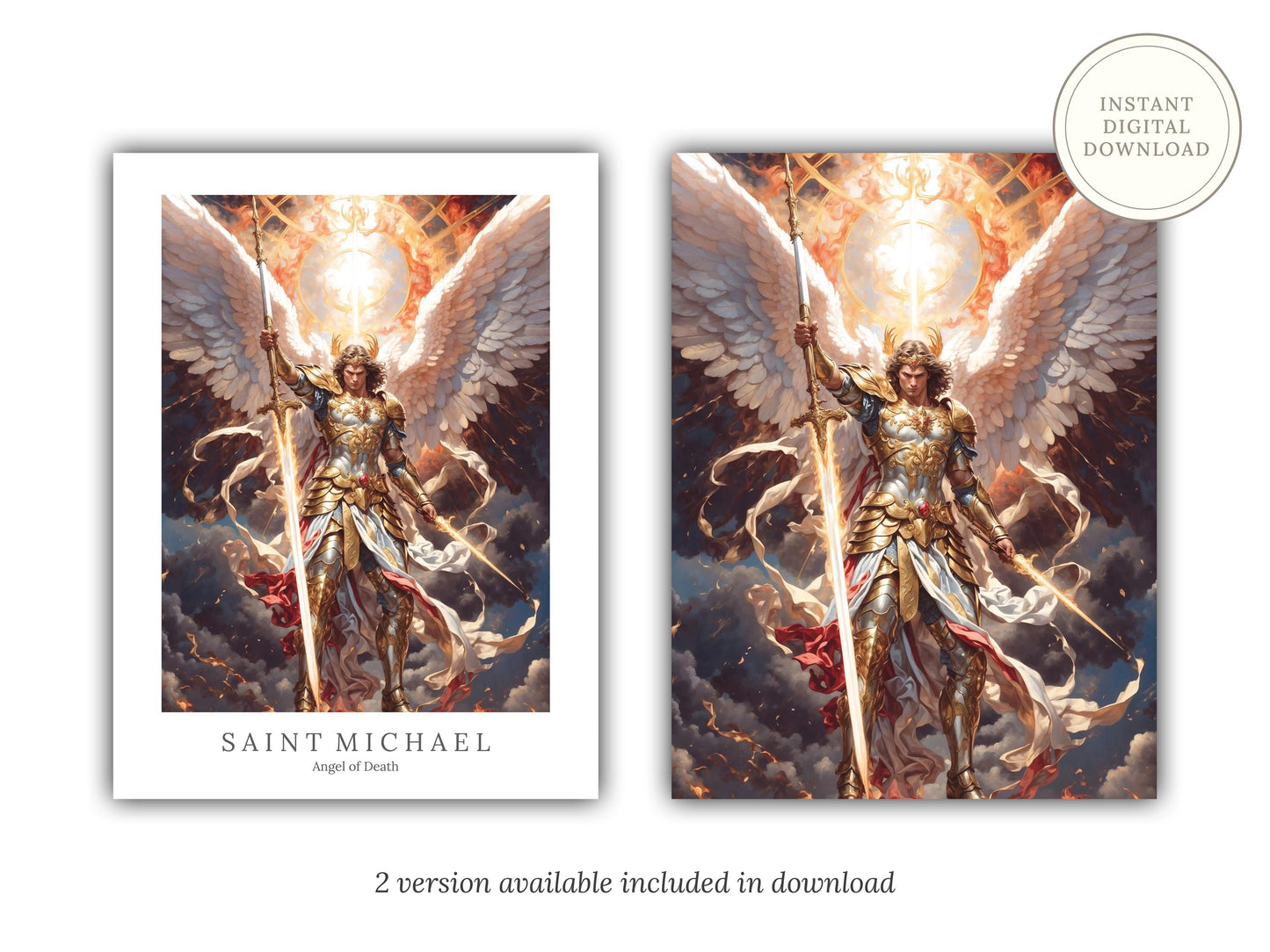 Archangel Michael Digital Art - Saint Michael, Angel of Death, Victory, Protection, St Michael Painting, Wall Art, Christianity, Guardian