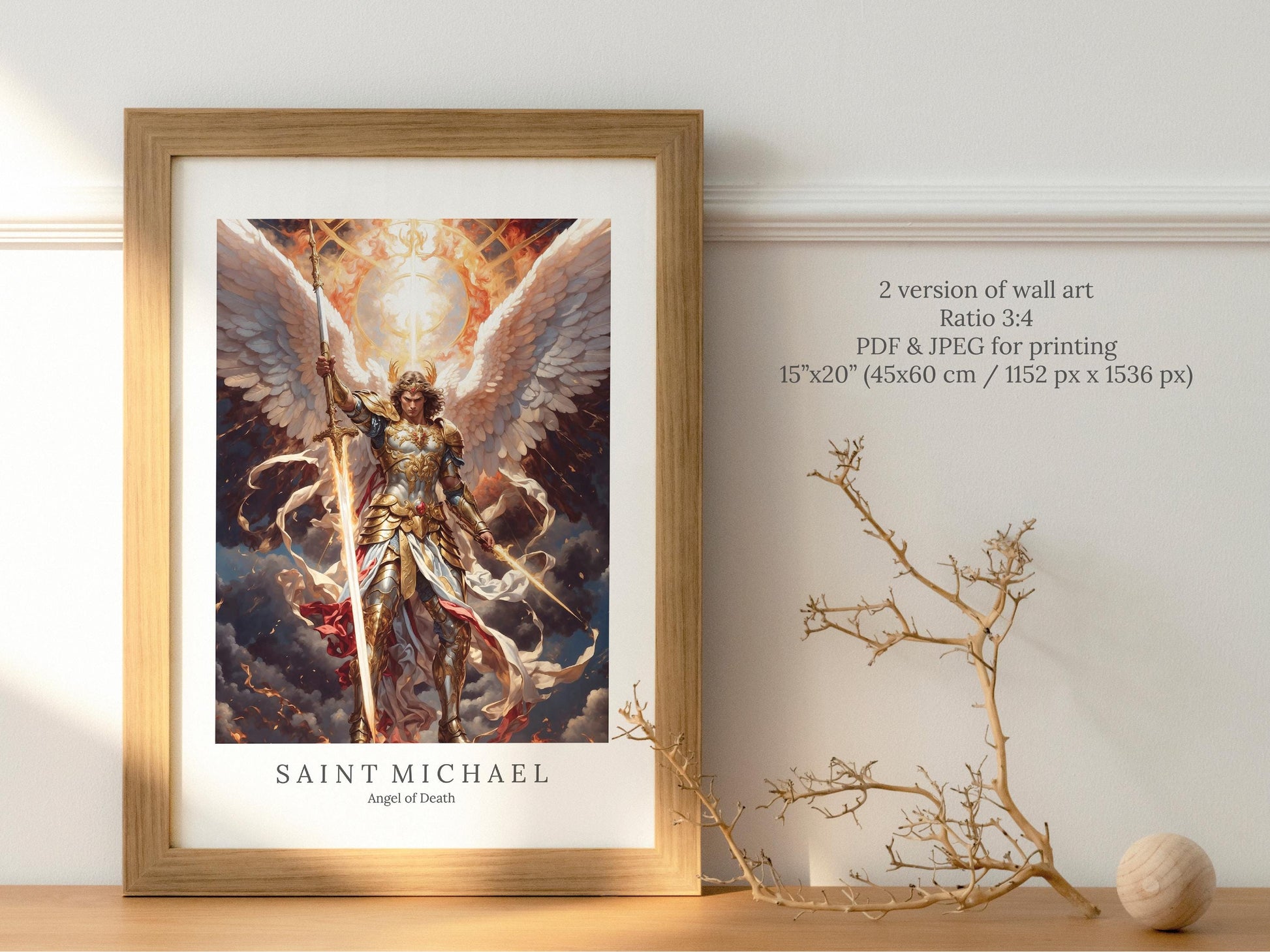 Archangel Michael Digital Art - Saint Michael, Angel of Death, Victory, Protection, St Michael Painting, Wall Art, Christianity, Guardian