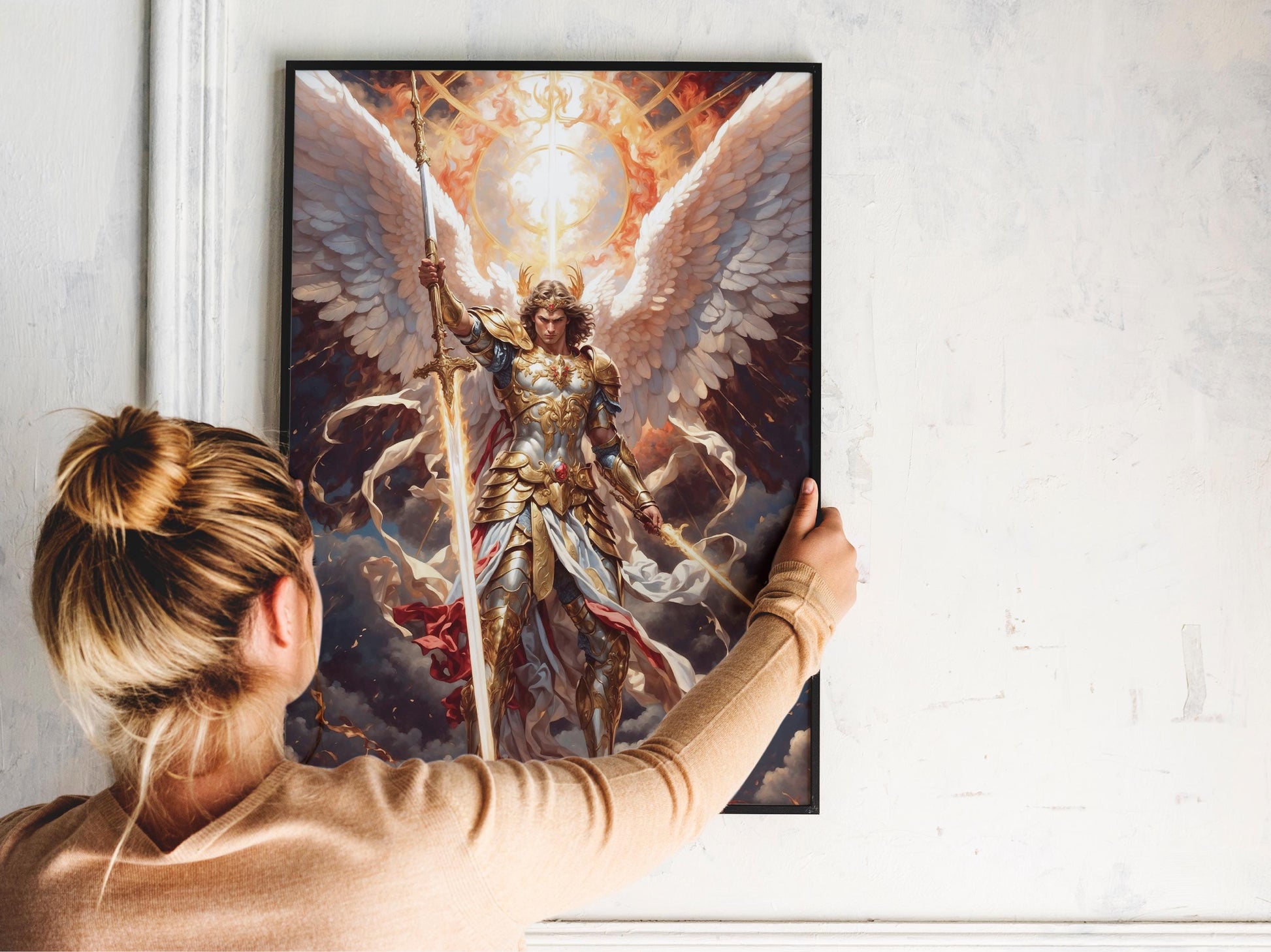 Archangel Michael Digital Art - Saint Michael, Angel of Death, Victory, Protection, St Michael Painting, Wall Art, Christianity, Guardian
