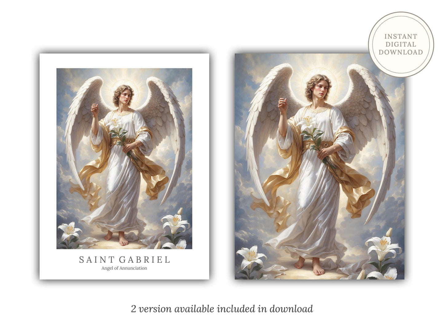 Archangel Gabriel Digital Art - Saint Gabriel, Angel of Annunciation, Messenger of God, St Gabriel Painting, Wall Art, Christianity
