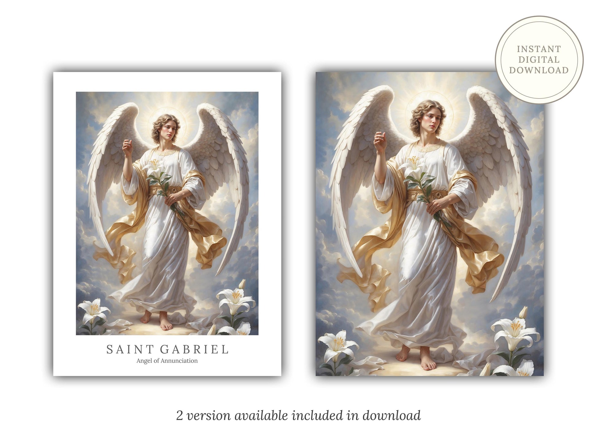 Archangel Gabriel Digital Art - Saint Gabriel, Angel of Annunciation, Messenger of God, St Gabriel Painting, Wall Art, Christianity
