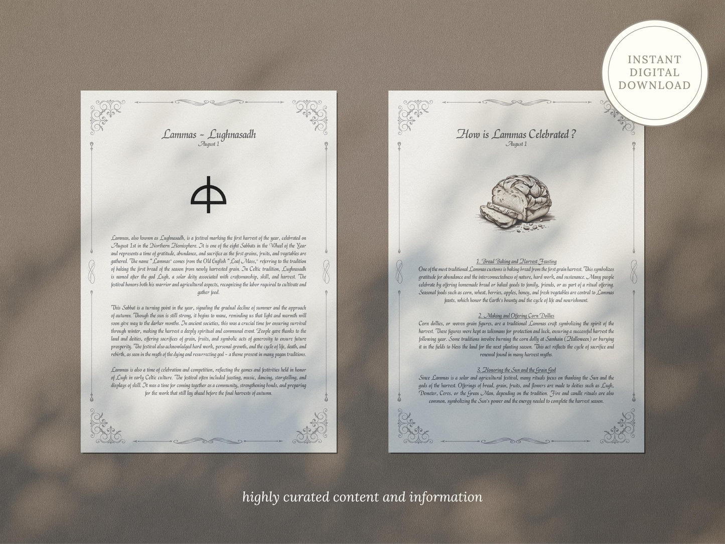 Wheel of the Year - Rituals and Ceremonies, Printable Grimoire Pages, Book of Shadows, Sabbats, Pagan Tradition, Witch Festival, Wicca