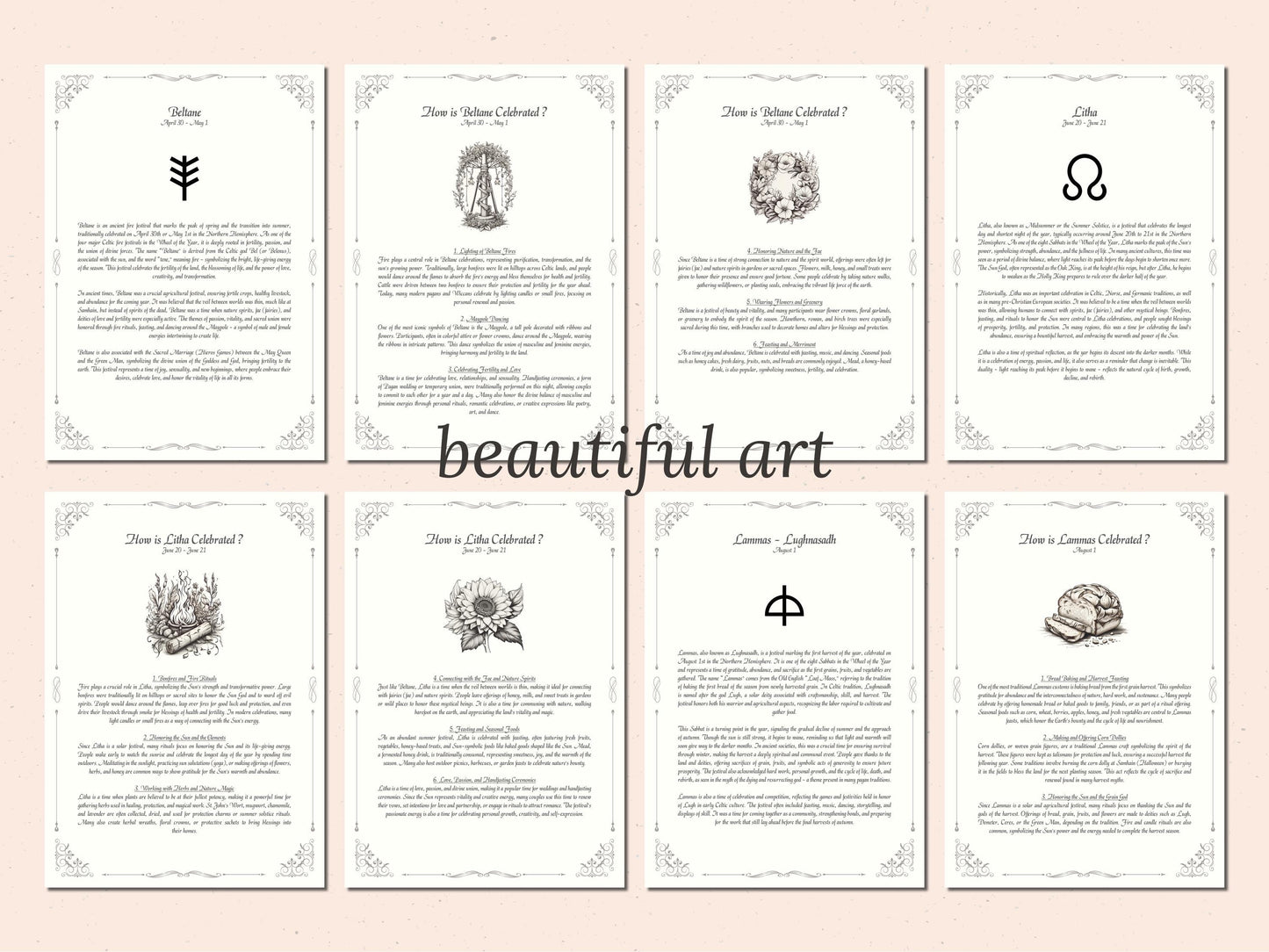 Wheel of the Year - Rituals and Ceremonies, Printable Grimoire Pages, Book of Shadows, Sabbats, Pagan Tradition, Witch Festival, Wicca