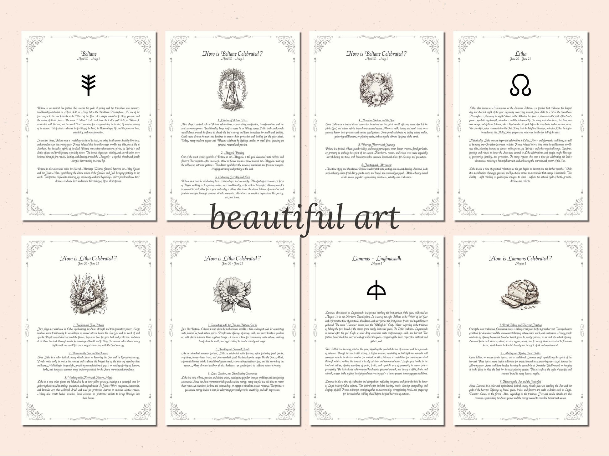 Wheel of the Year - Rituals and Ceremonies, Printable Grimoire Pages, Book of Shadows, Sabbats, Pagan Tradition, Witch Festival, Wicca