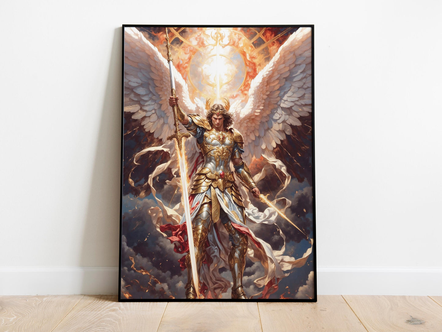 Archangel Michael Digital Art - Saint Michael, Angel of Death, Victory, Protection, St Michael Painting, Wall Art, Christianity, Guardian