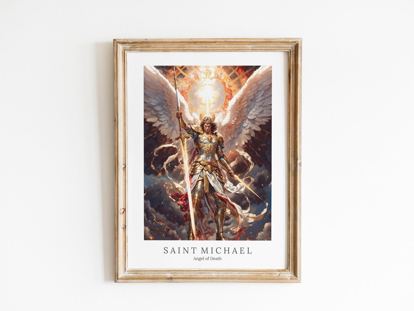 Archangel Michael Digital Art - Saint Michael, Angel of Death, Victory, Protection, St Michael Painting, Wall Art, Christianity, Guardian