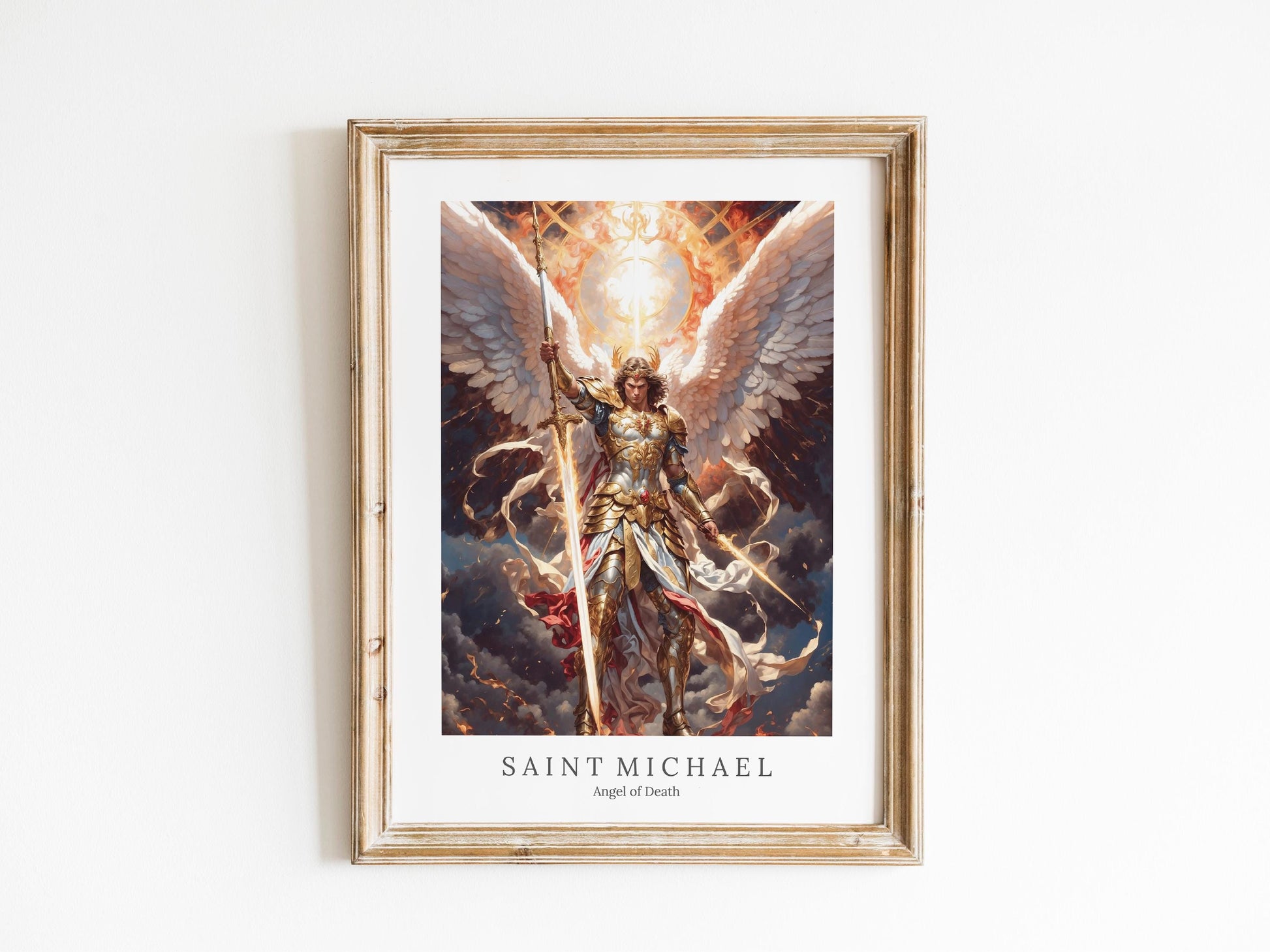 Archangel Michael Digital Art - Saint Michael, Angel of Death, Victory, Protection, St Michael Painting, Wall Art, Christianity, Guardian
