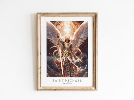 Archangel Michael Digital Art - Saint Michael, Angel of Death, Victory, Protection, St Michael Painting, Wall Art, Christianity, Guardian