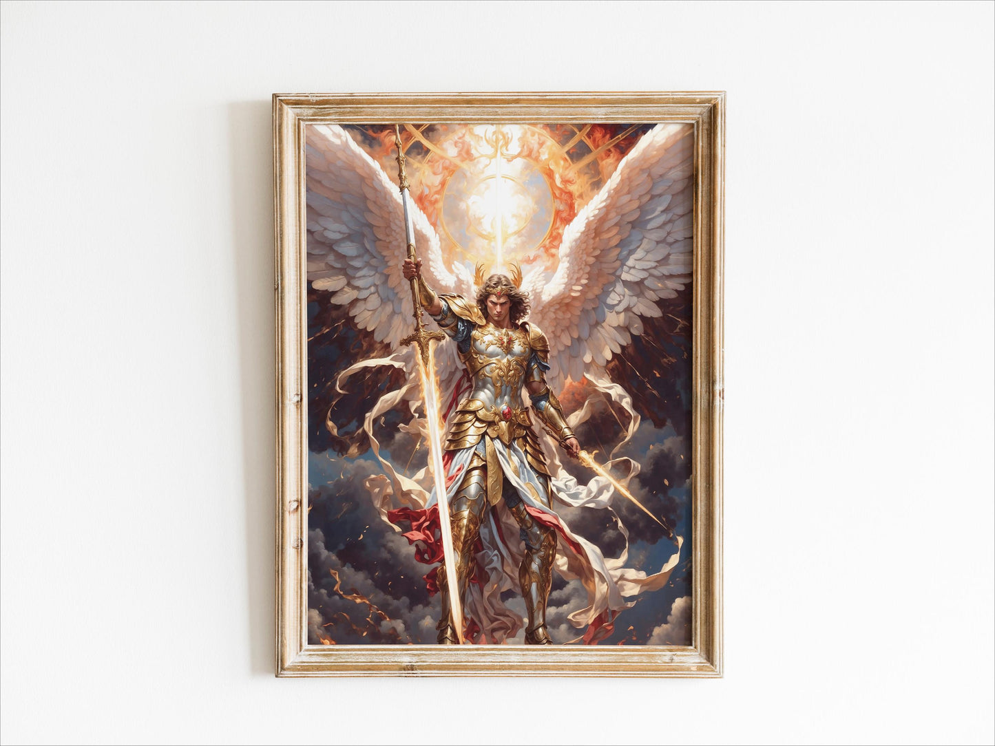Archangel Michael Digital Art - Saint Michael, Angel of Death, Victory, Protection, St Michael Painting, Wall Art, Christianity, Guardian