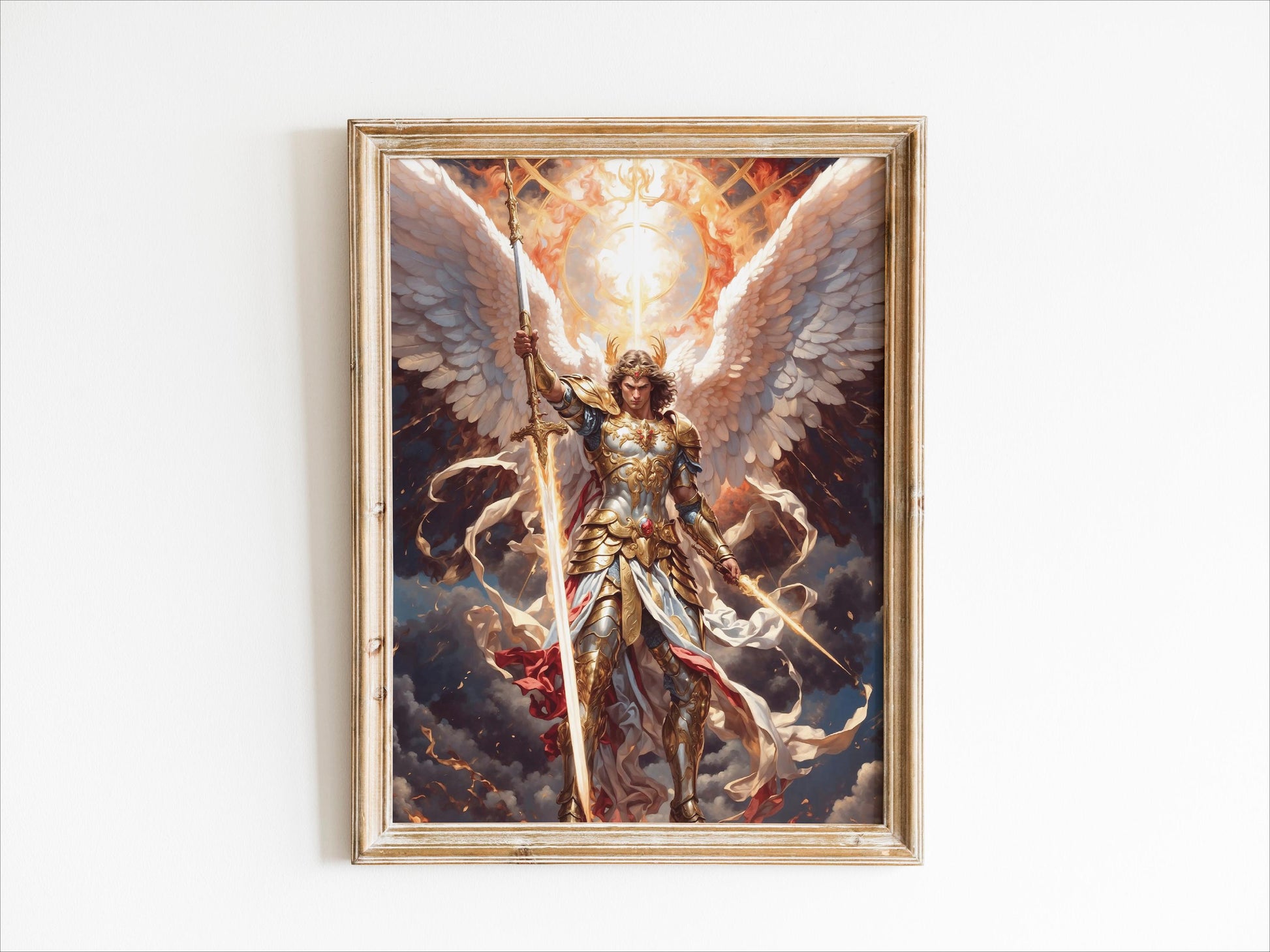 Archangel Michael Digital Art - Saint Michael, Angel of Death, Victory, Protection, St Michael Painting, Wall Art, Christianity, Guardian