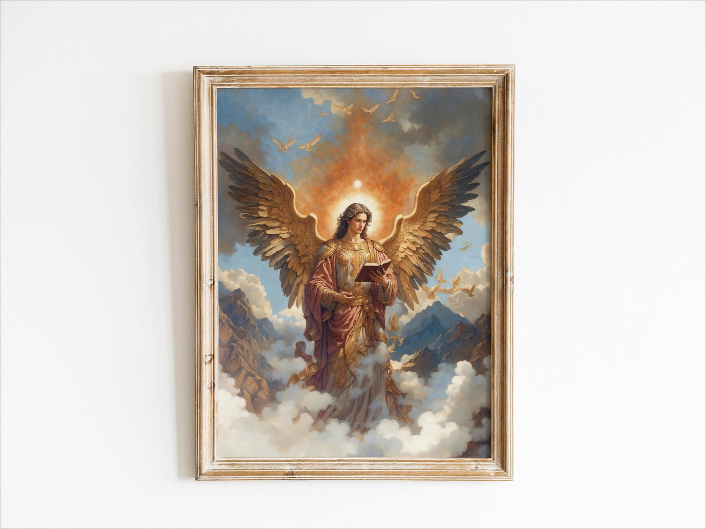 Archangel Uriel Digital Art - Saint Uriel, Angel of Wisdom, Truth, Light, St. Uriel Painting, Wall Art, Christianity, Guardian Angel