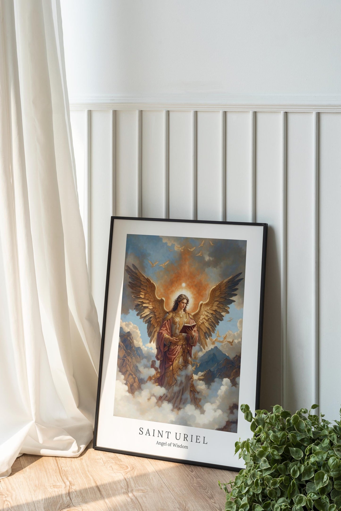 Archangel Uriel Digital Art - Saint Uriel, Angel of Wisdom, Truth, Light, St. Uriel Painting, Wall Art, Christianity, Guardian Angel