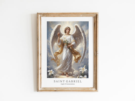 Archangel Gabriel Digital Art - Saint Gabriel, Angel of Annunciation, Messenger of God, St Gabriel Painting, Wall Art, Christianity