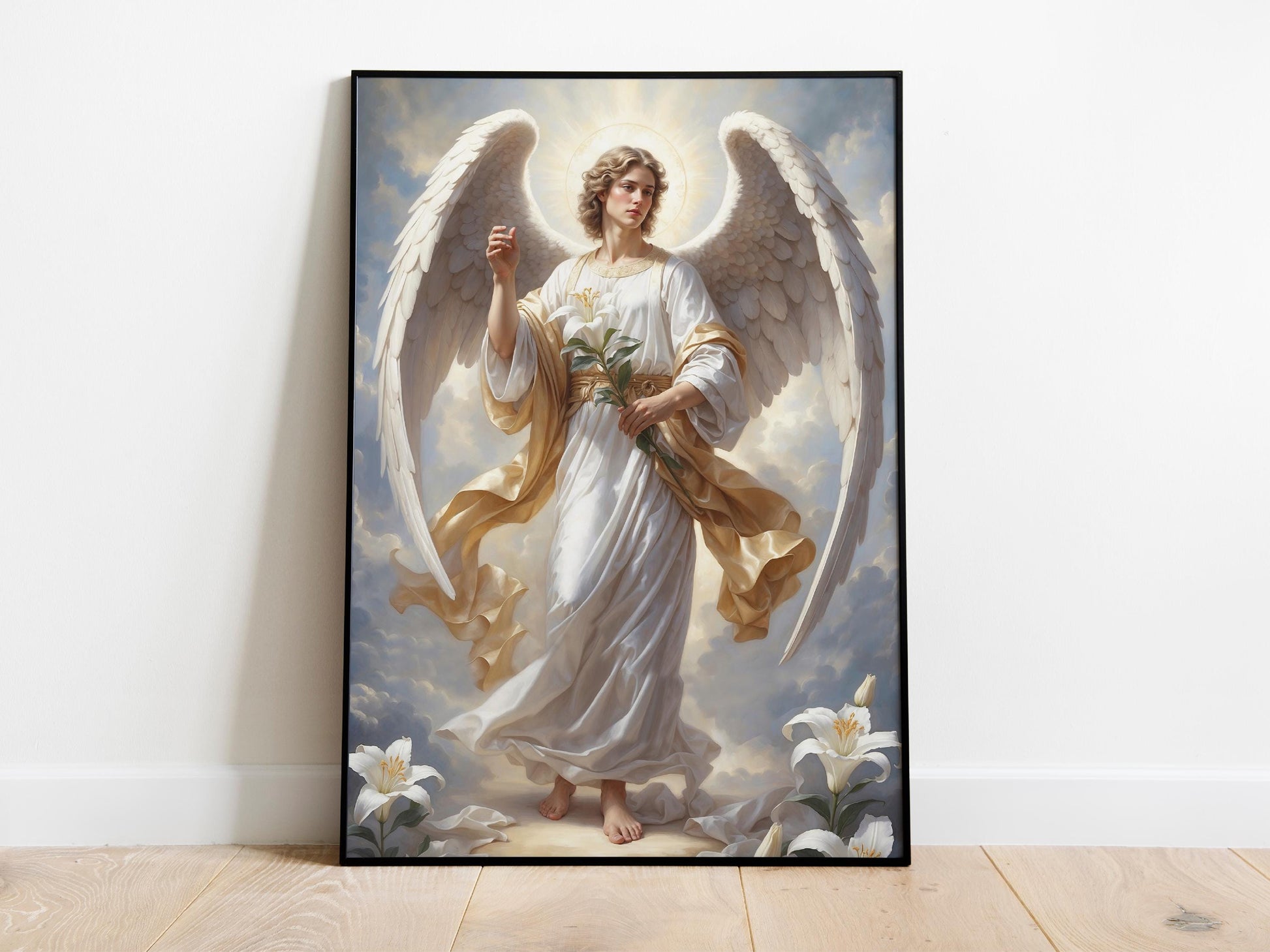 Archangel Gabriel Digital Art - Saint Gabriel, Angel of Annunciation, Messenger of God, St Gabriel Painting, Wall Art, Christianity