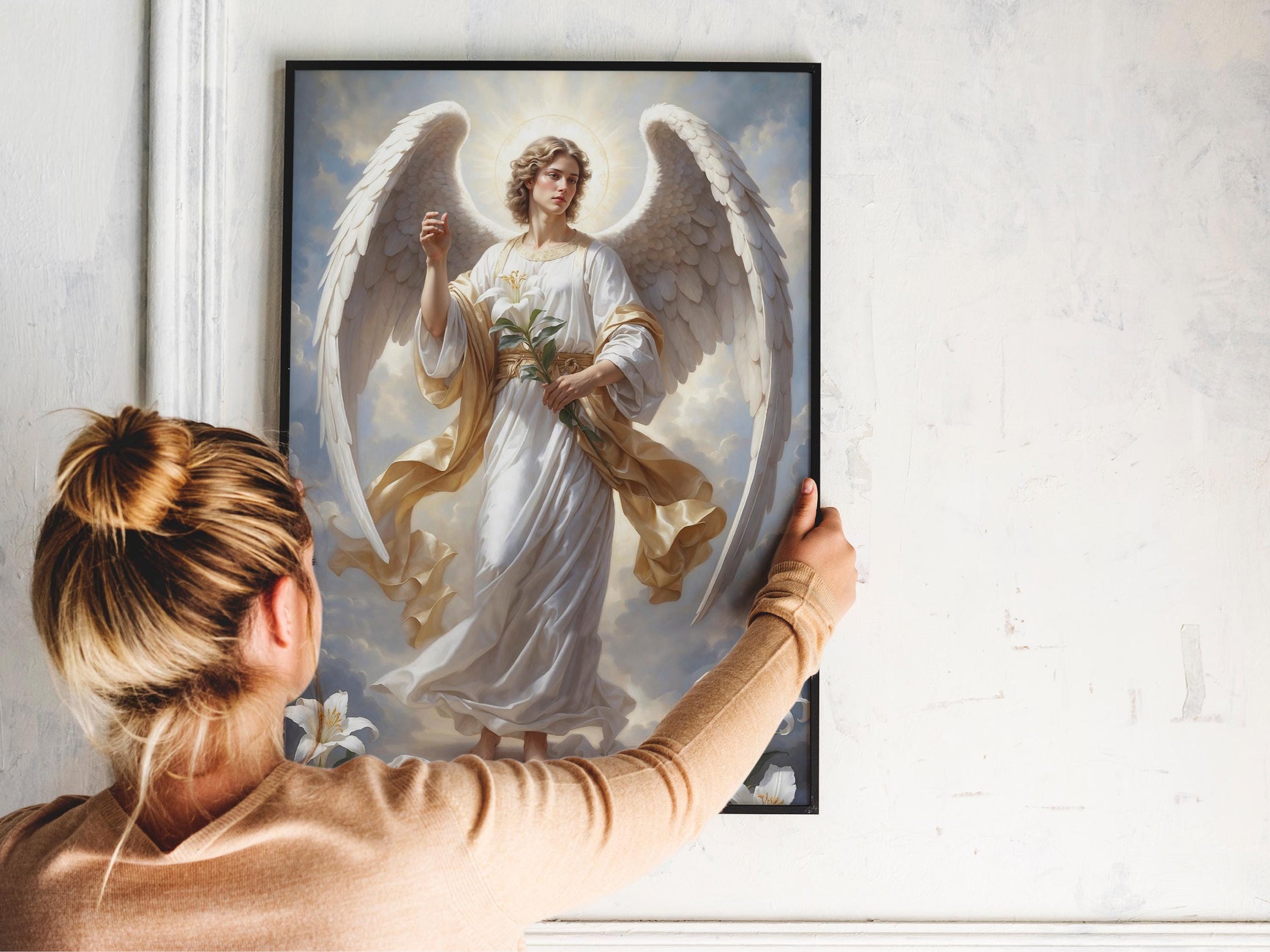 Archangel Gabriel Digital Art - Saint Gabriel, Angel of Annunciation, Messenger of God, St Gabriel Painting, Wall Art, Christianity