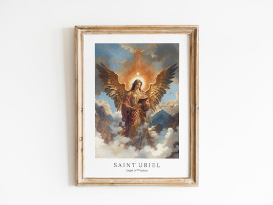 Archangel Uriel Digital Art - Saint Uriel, Angel of Wisdom, Truth, Light, St. Uriel Painting, Wall Art, Christianity, Guardian Angel
