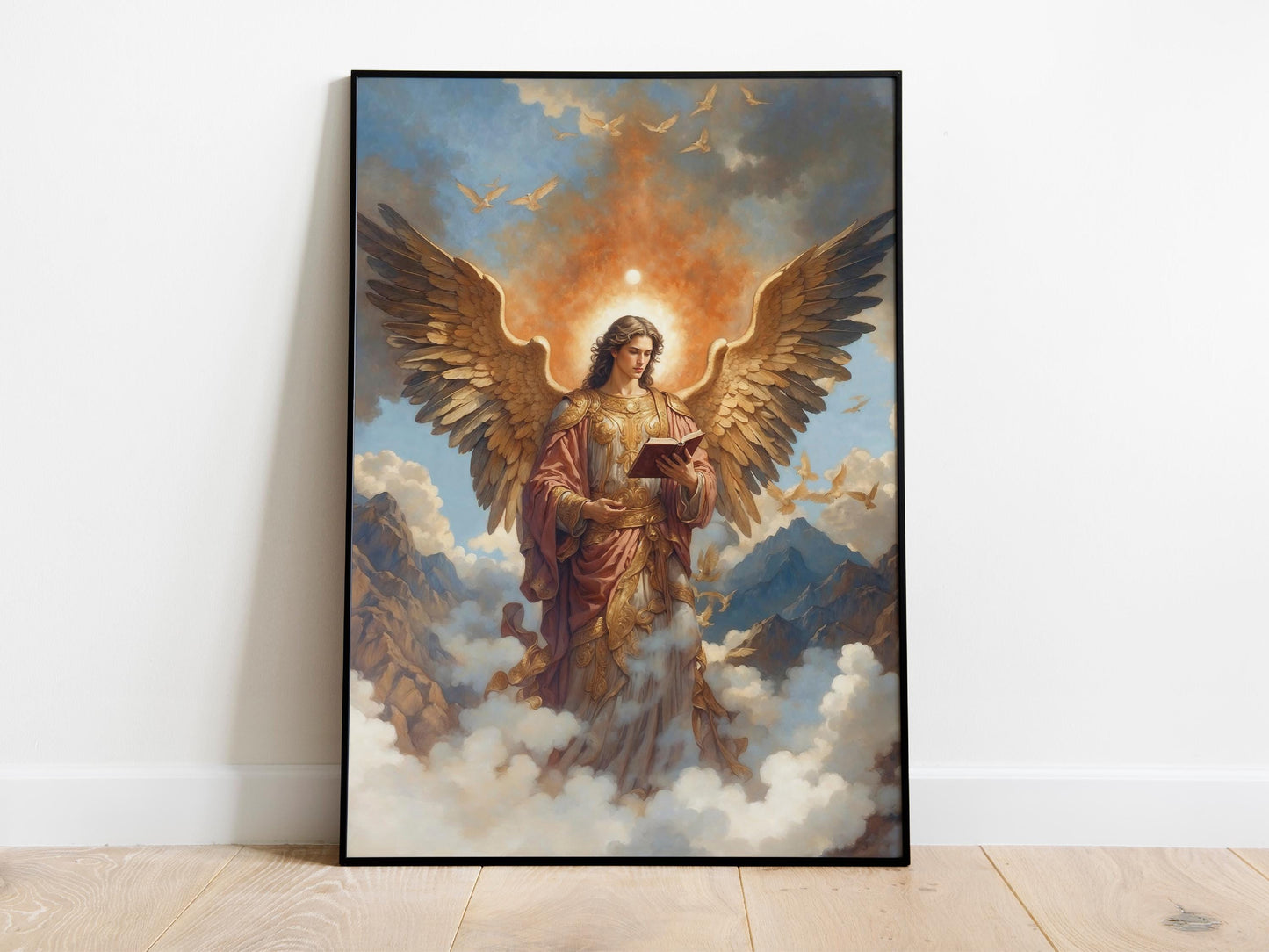Archangel Uriel Digital Art - Saint Uriel, Angel of Wisdom, Truth, Light, St. Uriel Painting, Wall Art, Christianity, Guardian Angel