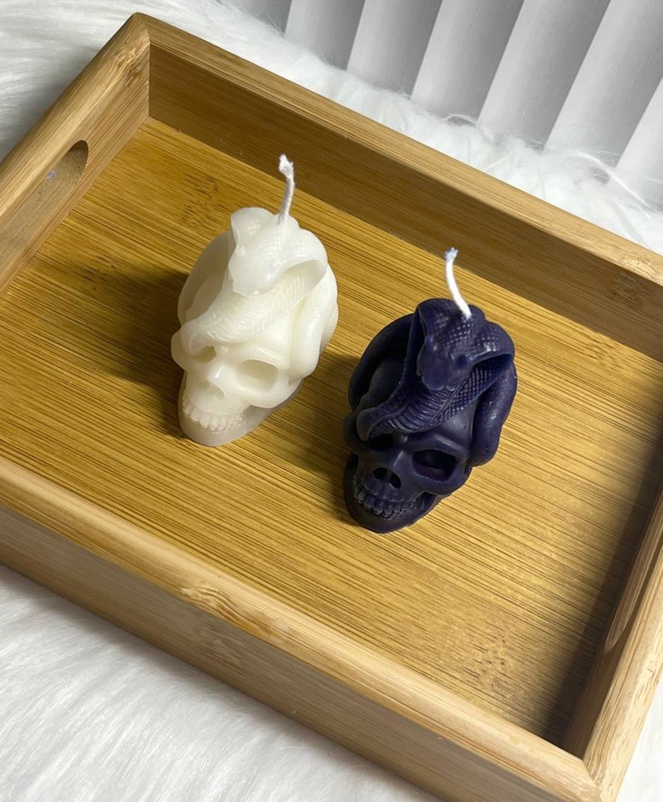 *Made to Order* Small Serpent Skull Spell Candle