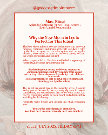 Mass Ritual - Aphrodite’s Blessing for Self-Love, Beauty & Soul Aligned Relationships