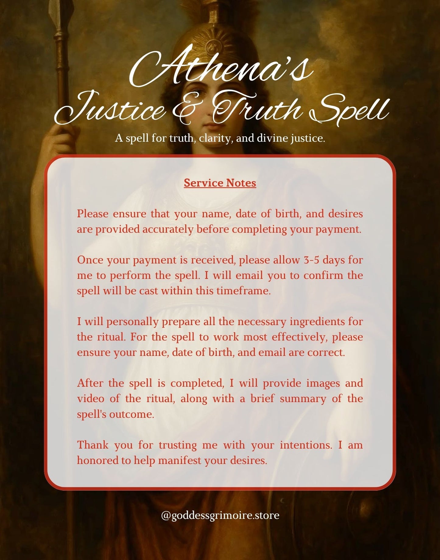 Athena’s Justice & Truth Spell