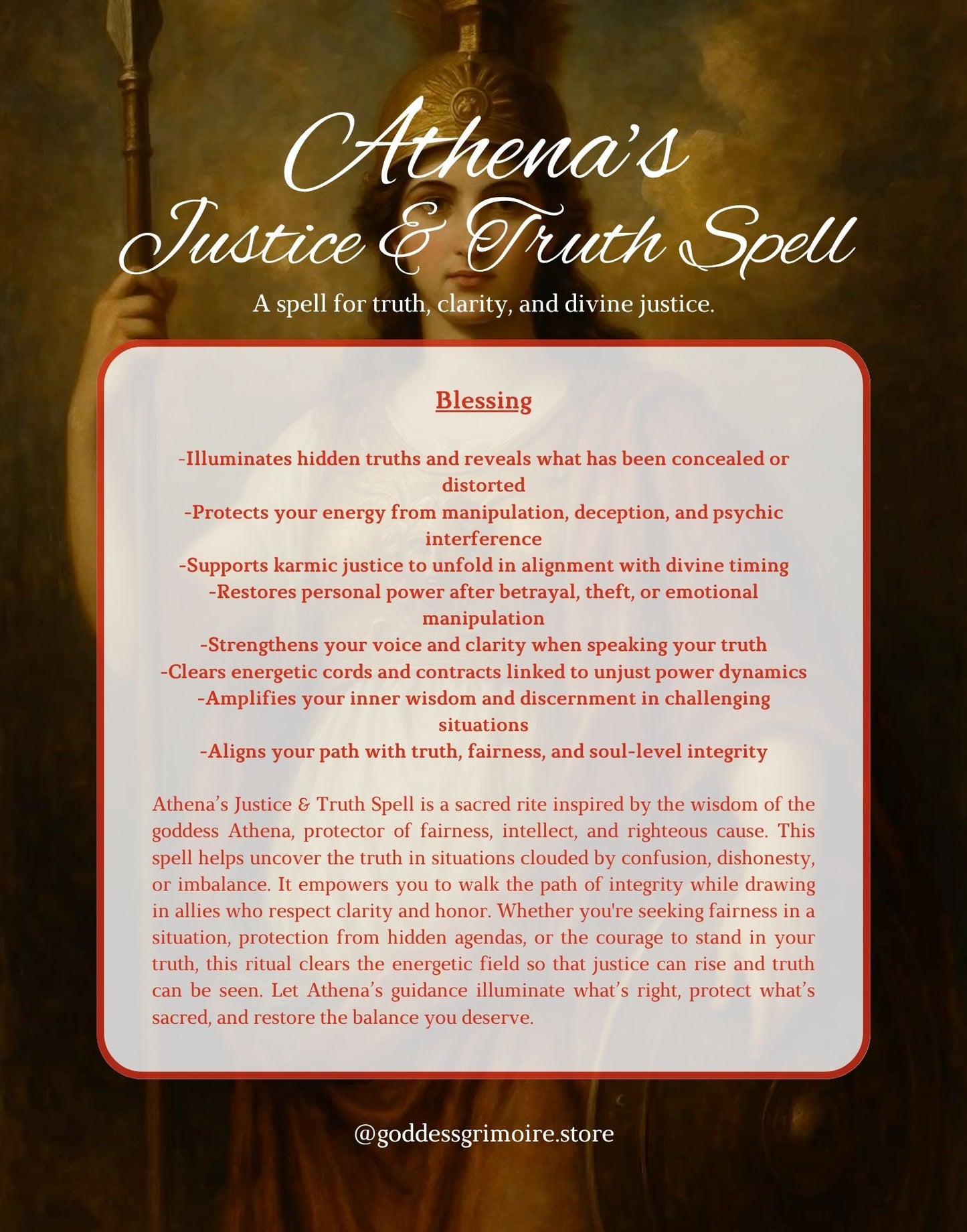 Athena’s Justice & Truth Spell