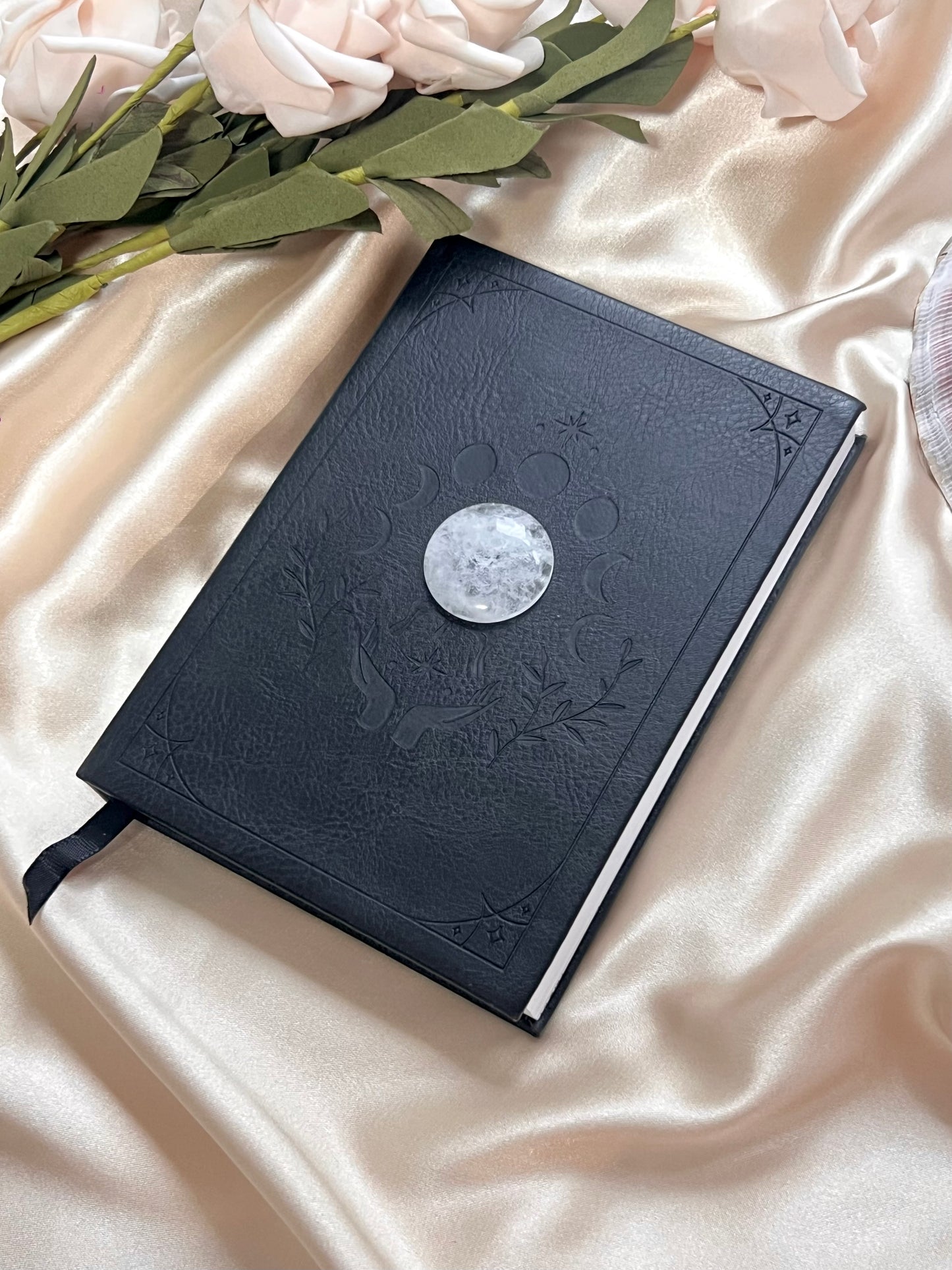 *Clearance* Vegan Leather Notebook with Clear Quartz