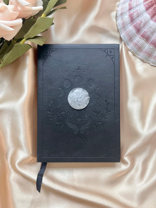 *Clearance* Vegan Leather Notebook with Clear Quartz