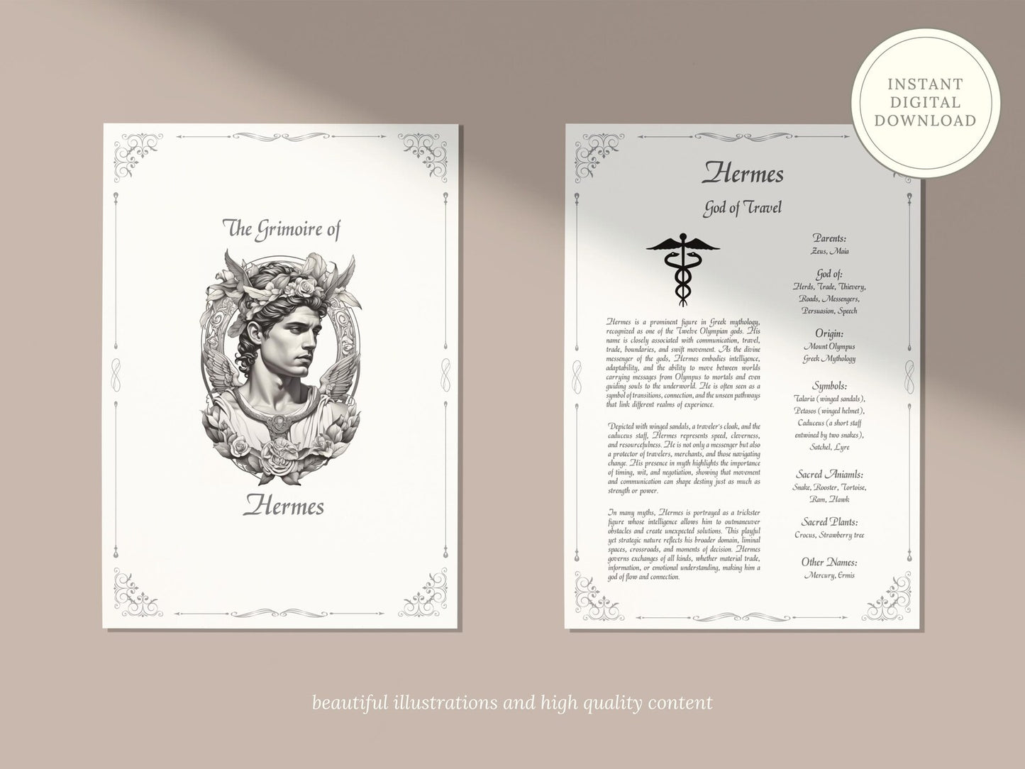 Hermes - God of Travel - Grimoire Pages