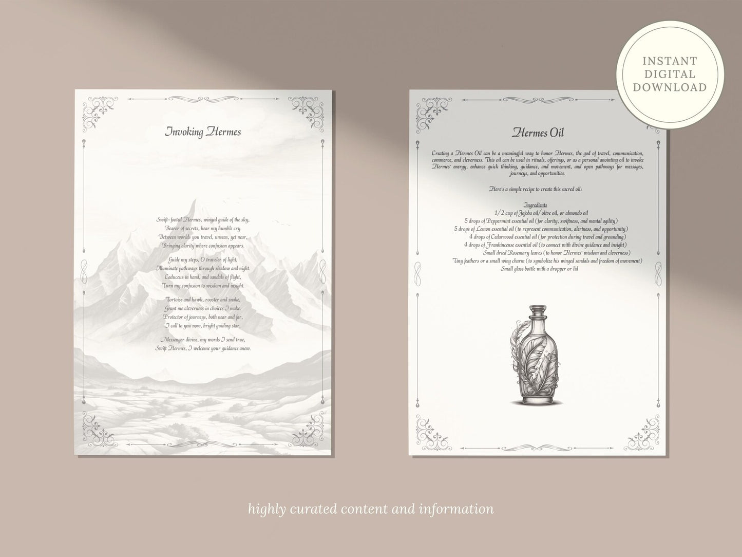 Hermes - God of Travel - Grimoire Pages