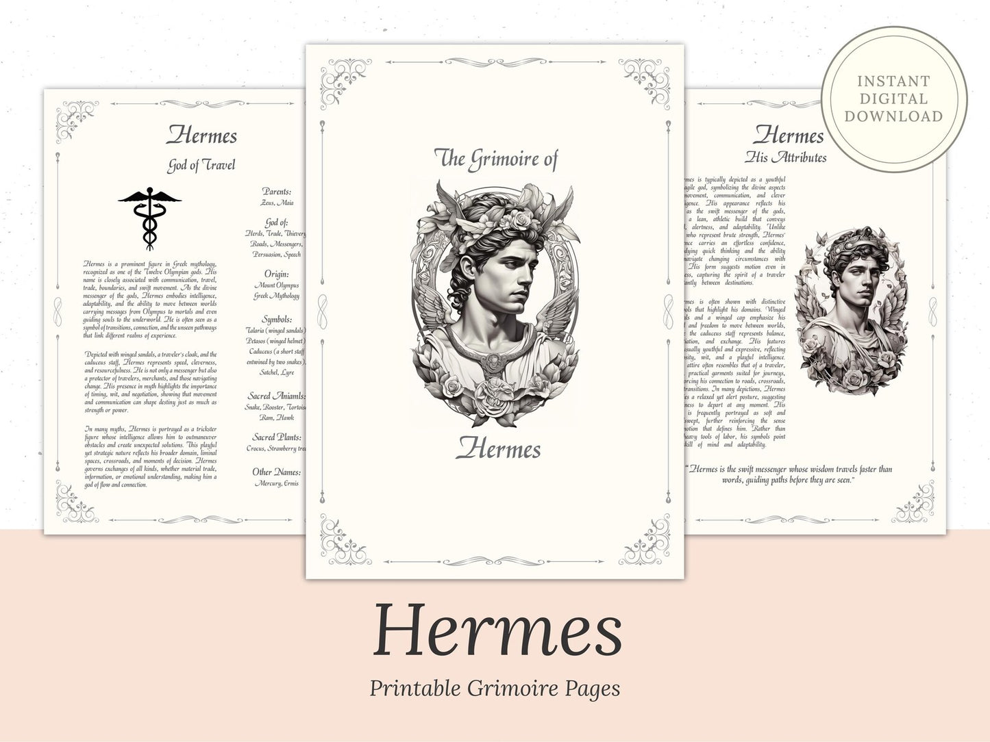 Hermes - God of Travel - Grimoire Pages