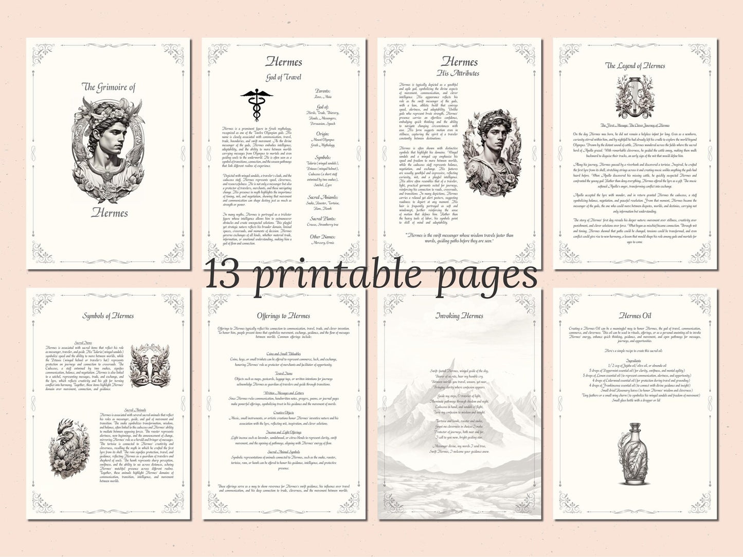 Hermes - God of Travel - Grimoire Pages