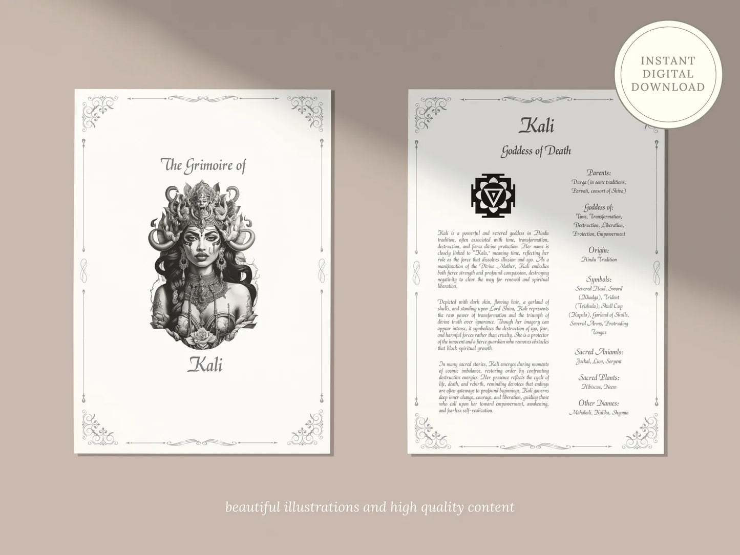 Kali - Goddess of Destruction - Grimoire Pages