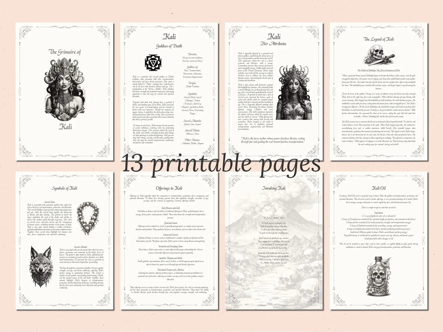 Kali - Goddess of Destruction - Grimoire Pages