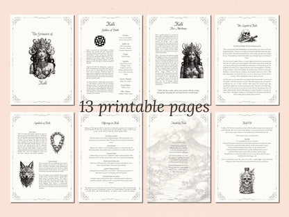 Kali - Goddess of Destruction - Grimoire Pages