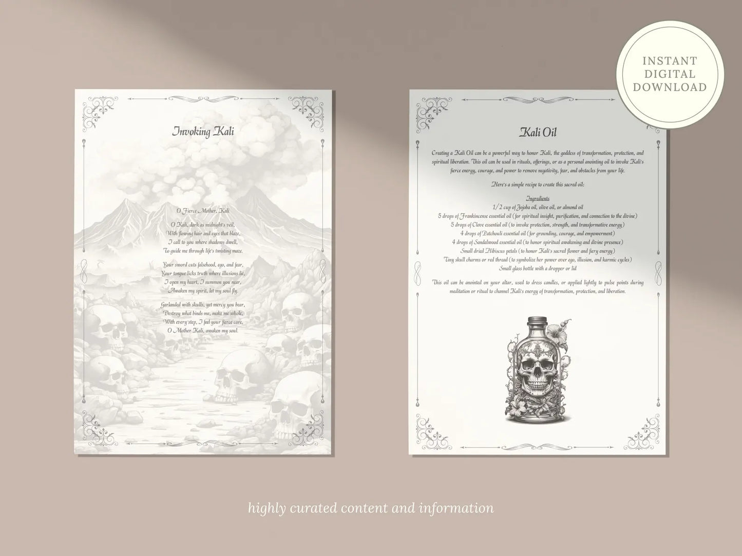 Kali - Goddess of Destruction - Grimoire Pages