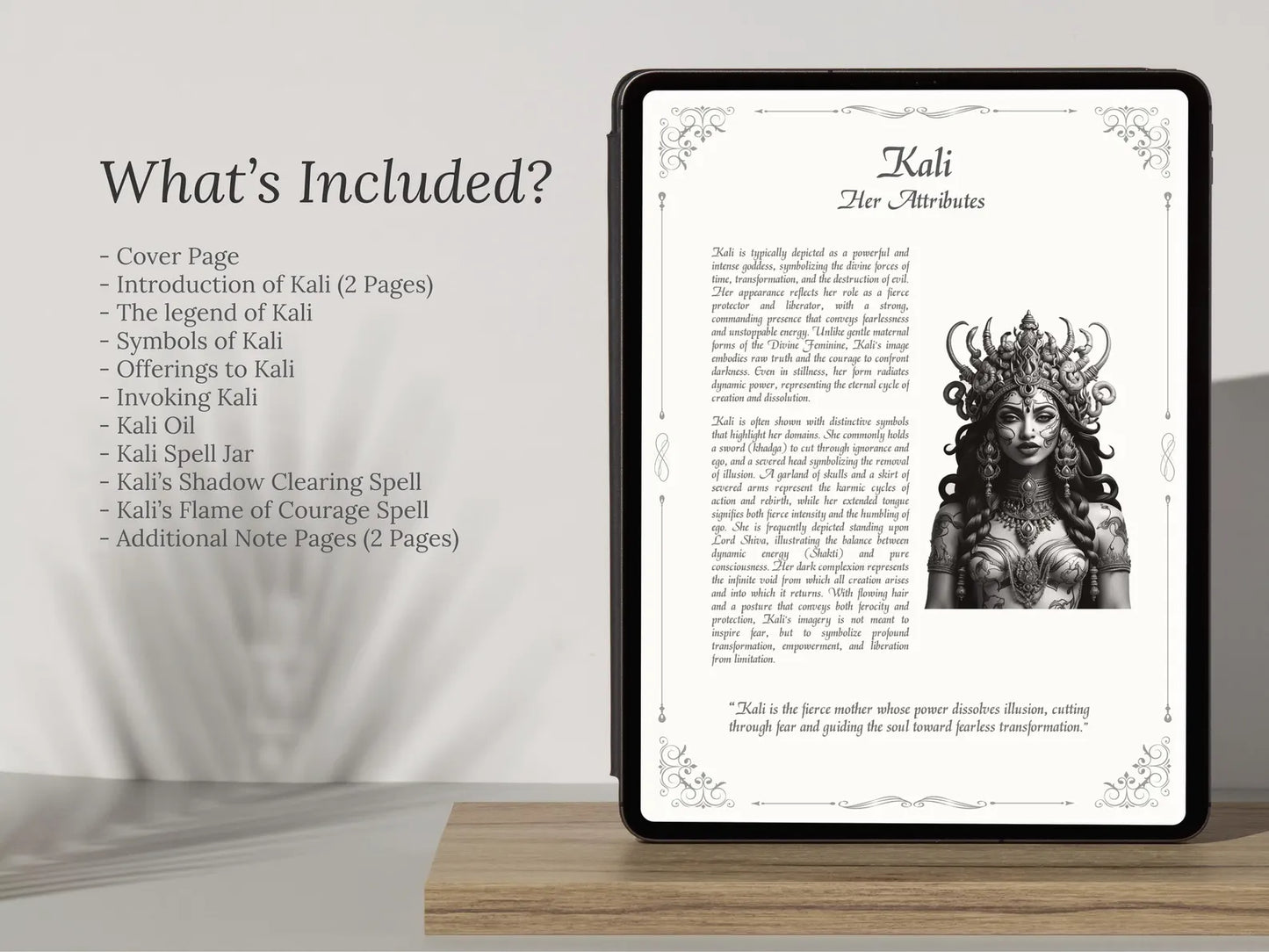 Kali - Goddess of Destruction - Grimoire Pages