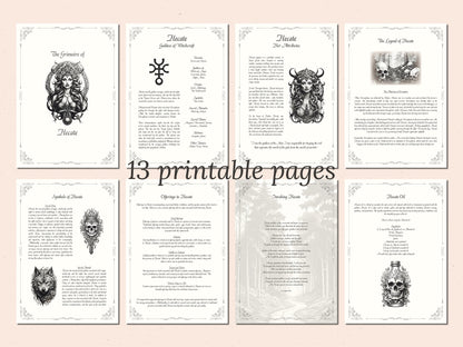 Hecate - Grimoire Pages, Goddess of Witchcraft, Crossroads, Ghost, Moon, Magic, Printable, Witch Journal, Dark Goddess, Book of Shadows