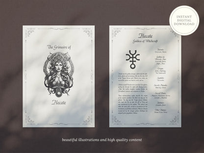 Hecate - Grimoire Pages, Goddess of Witchcraft, Crossroads, Ghost, Moon, Magic, Printable, Witch Journal, Dark Goddess, Book of Shadows
