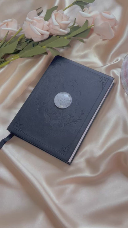 *Clearance* Vegan Leather Notebook with Clear Quartz